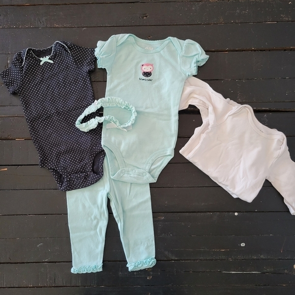 Child of Mine by Carter's 3-6 Months Baby Girl Mix n Match Outfit Blue Black - Picture 1 of 6
